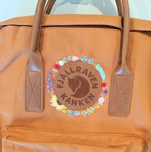 Embroidered Fjallraven no 2 backpack orange